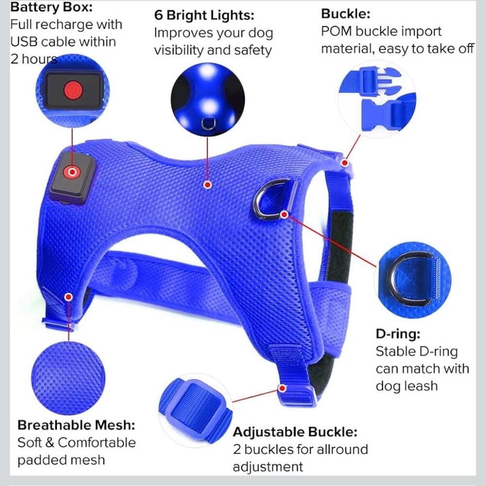 Rechargeable Light-Up LED Dog Harness - Picture 2 of 3